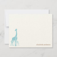 Mint Mama en Baby Giraffes Flat Bedankt Kaarten