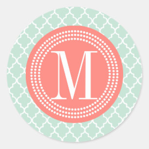 Mint Marokkaanse Tegels Lattice Gepersonaliseerd Ronde Sticker