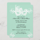 Mint Masquerade Bridal Shower Uitnodiging (Voorkant / Achterkant)