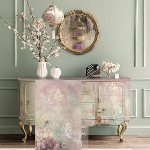 Mint Mauve Romance, Damask met reliëf effect Tissuepapier