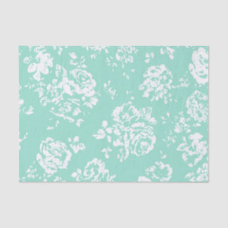 Mint met White Floral Pattern Tissuepapier