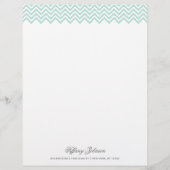 Mint Modern Chevron Border Gepersonaliseerd Briefhoofd (Voorkant)