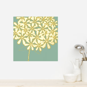 Mint Modern Floral Gold Folie Afdrukken