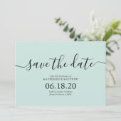 Mint Modern Script Wedding Enregistrer les cartes  (Debout devant)
