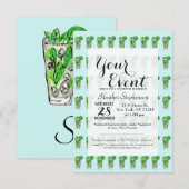 Mint Mojito in Summer Waterverf Cocktail Kaart (Voorkant / Achterkant)