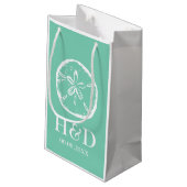 Mint-monogram en cadeautzakken voor huwelijksbonne klein cadeauzakje (Achterkant Gekanteld)