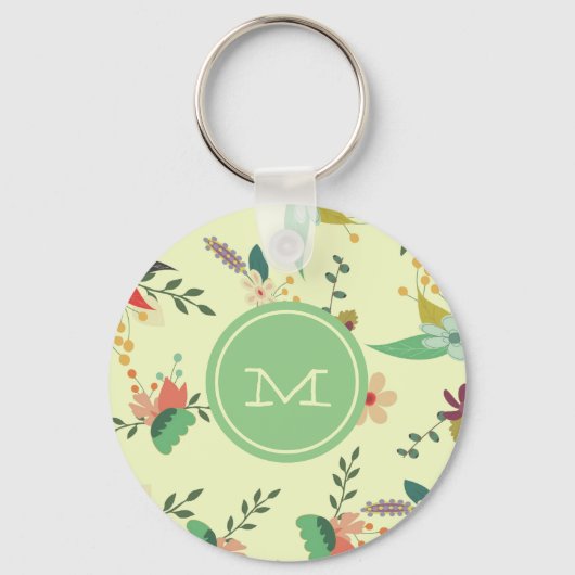 Mint Monogram Floral Sleutelhanger (Achterkant)