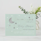 Mint Moon et étoiles Baby shower Invitation (Debout devant)