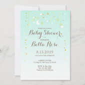 Mint Moon Star Genre Neutre Baby shower Invitation (Devant)