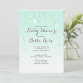 Mint Moon Star Genre Neutre Baby shower Invitation (Debout devant)