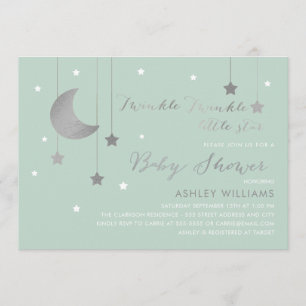 Mint Moon & Stars Baby shower Uitnodiging