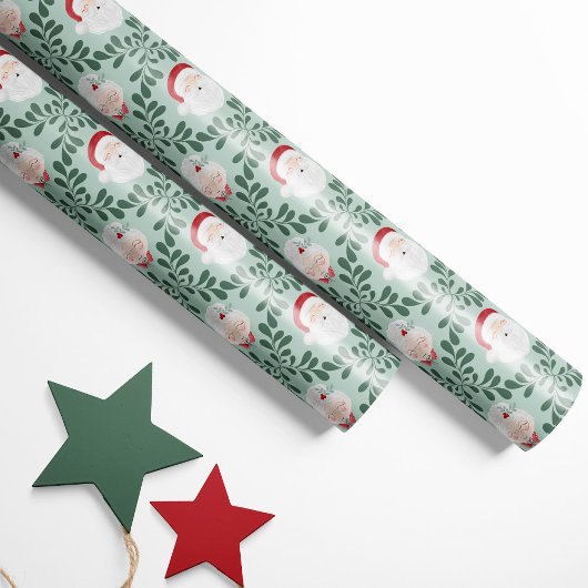 Mint Mr. & Mrs. Claus Christmas Wrapping Paper Cadeaupapier