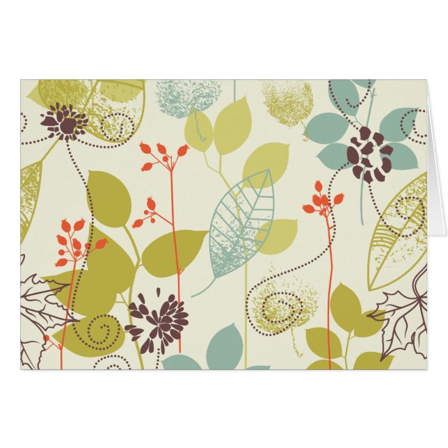 Mint n Olijf Natuur Patterned Blank Kaart (Voorkant Horizontaal)