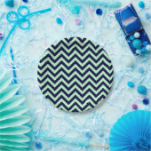 Mint, Navy Blue Large Chevron ZigZag Pattern Papieren Bordje (Feest)