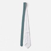 Mint, Navy Blue Large Chevron ZigZag Pattern Stropdas (Achterkant)