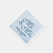 Mint Navy Blue Mr. en Mrs Wedding Monogram Nap Servet (Hoek)