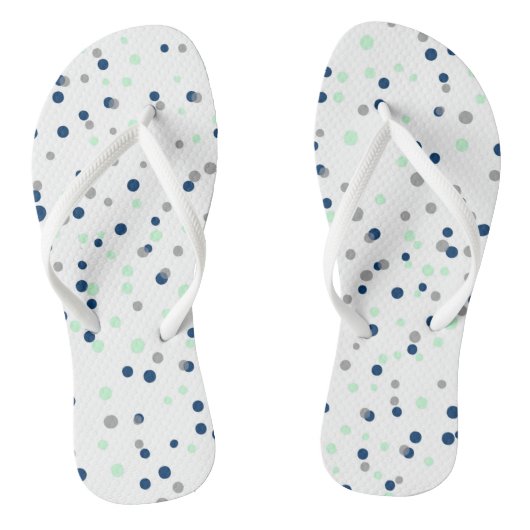 Mint & Navy Confetti Stippen Patroon Teenslippers (Voetbed)