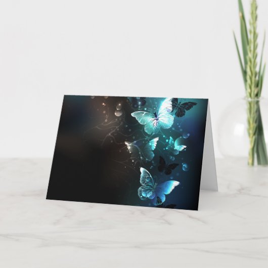 Mint Night Butterflies Bedankkaart (Voorkant)