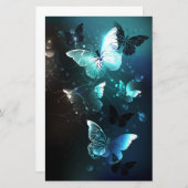Mint Night Butterflies Briefpapier (Voorkant / Achterkant)