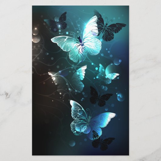 Mint Night Butterflies Briefpapier (Voorkant)