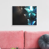 Mint Night Butterflies Canvas Afdruk (Insitu (Woonkamer))