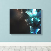 Mint Night Butterflies Canvas Afdruk (Insitu (Houten vloer))