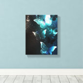 Mint Night Butterflies Canvas Afdruk (Insitu (Houten vloer))