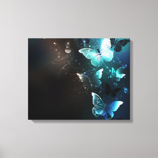 Mint Night Butterflies Canvas Afdruk (Voorkant)