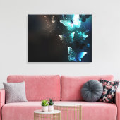 Mint Night Butterflies Canvas Afdruk (Insitu (Woonkamer))
