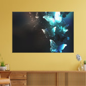 Mint Night Butterflies Canvas Afdruk (Insitu (Woonkamer))