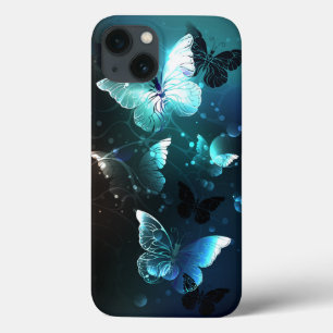 Mint Night Butterflies iPhone 13 Hoesje