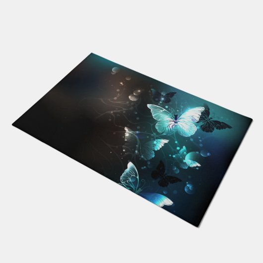 Mint Night Butterflies Deurmat (Schuin)