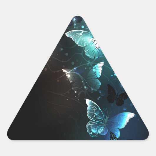 Mint Night Butterflies Driehoek Sticker (Voorkant)