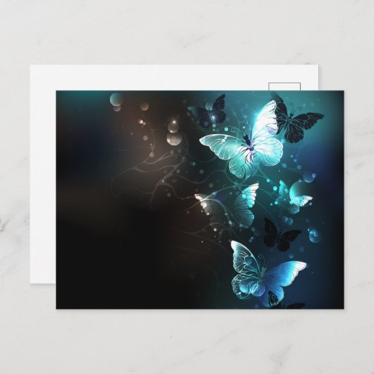 Mint Night Butterflies Feestdagenkaart (Voorkant / Achterkant)