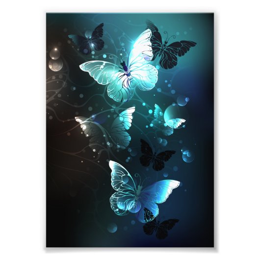 Mint Night Butterflies Foto Afdruk (Voorkant)