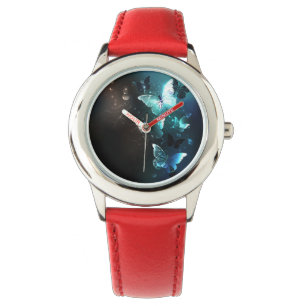 Mint Night Butterflies Horloge