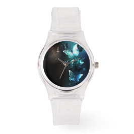 Mint Night Butterflies Horloge