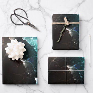 Mint Night Butterflies Inpakpapier Vel