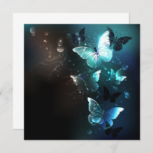 Mint Night Butterflies Kaart (Voorkant / Achterkant)