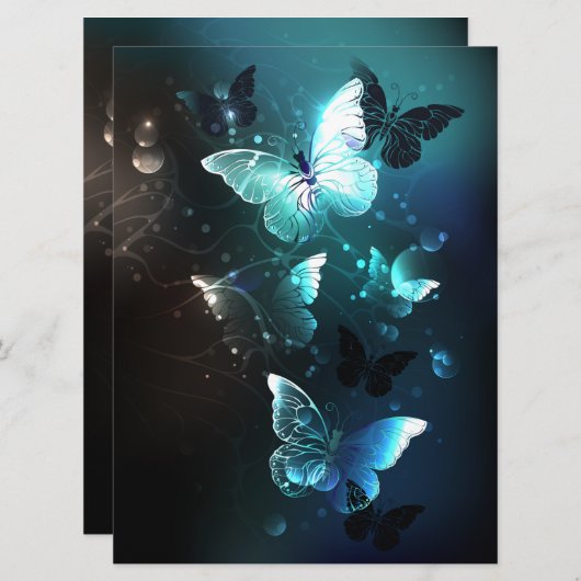 Mint Night Butterflies Kaart (Voorkant / Achterkant)