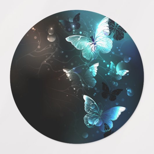 Mint Night Butterflies Labels (Design 2)