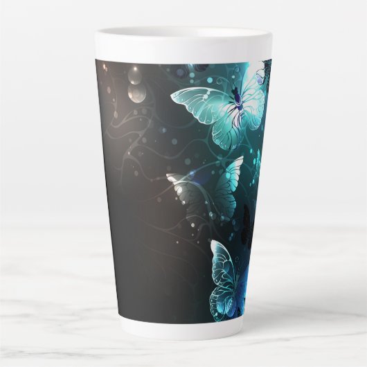 Mint Night Butterflies Latte Mok (Voorkant)