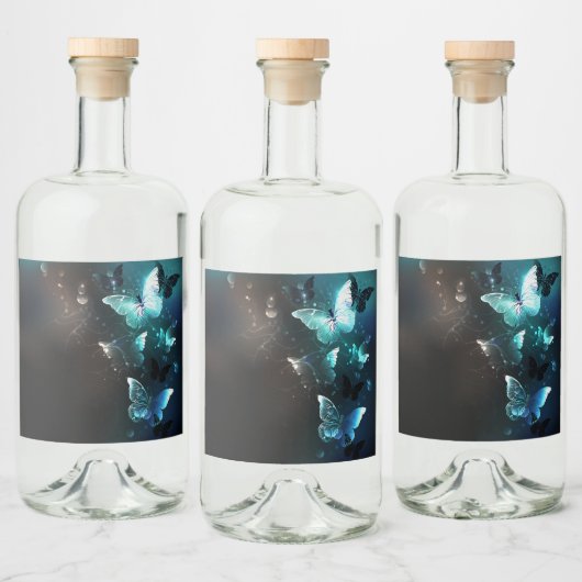 Mint Night Butterflies Likeurfles Etiket (Flessen)