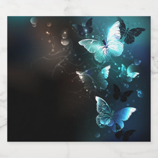 Mint Night Butterflies Likeurfles Etiket (Enkel label)