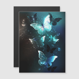 Mint Night Butterflies Magnetische Uitnodiging