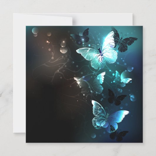 Mint Night Butterflies Magnetische Uitnodiging (Voorkant)