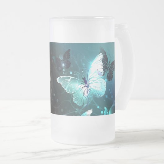 Mint Night Butterflies Matglas Bierpul (Voorkant rechts)