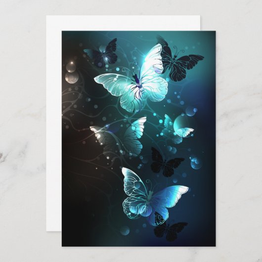 Mint Night Butterflies Notitiekaartje (Voorkant / Achterkant)