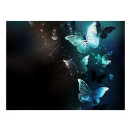 Mint Night Butterflies Perfect Poster