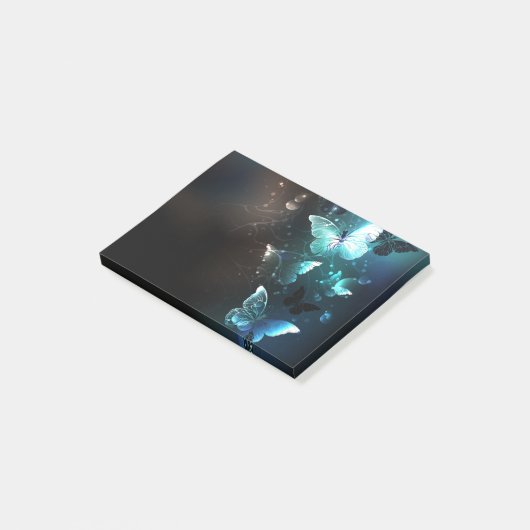 Mint Night Butterflies Post-it® Notes (Schuin)